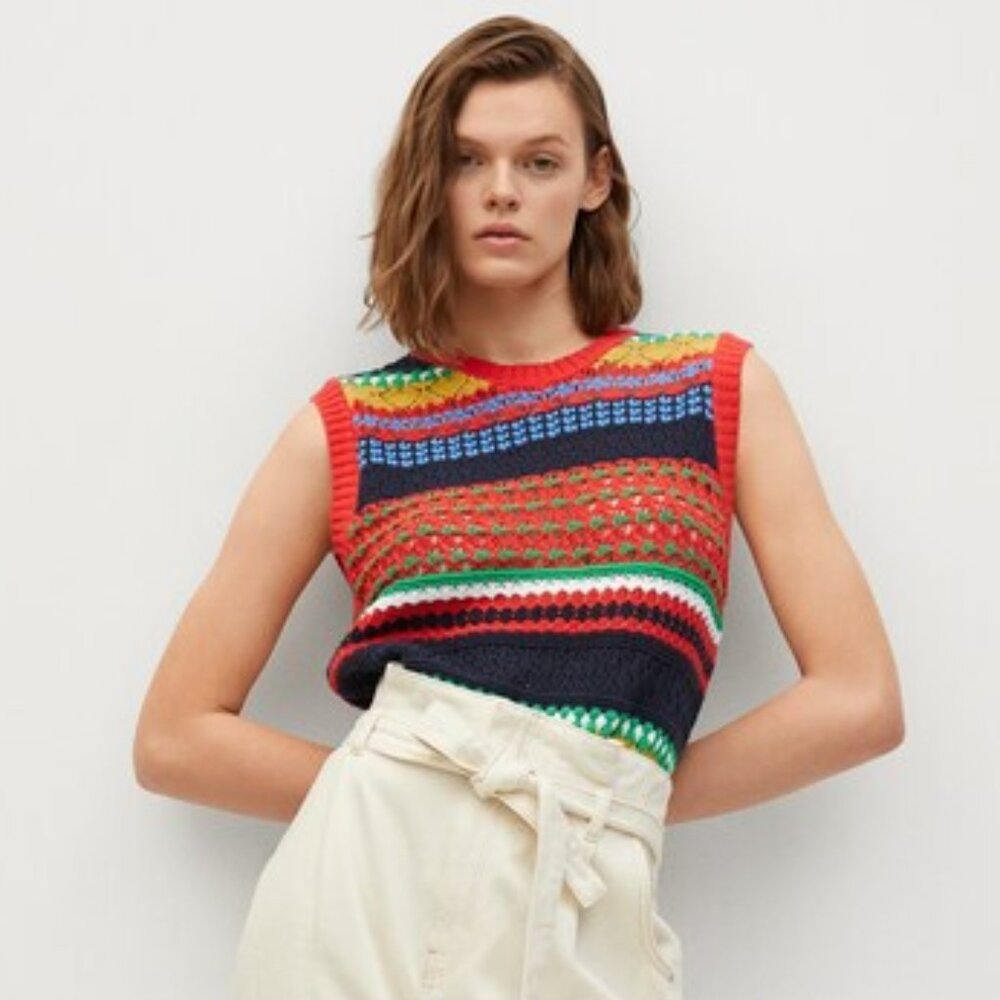 Mango Multicolor Knit Sleeveless Sweater Vest - Picture 3 of 13